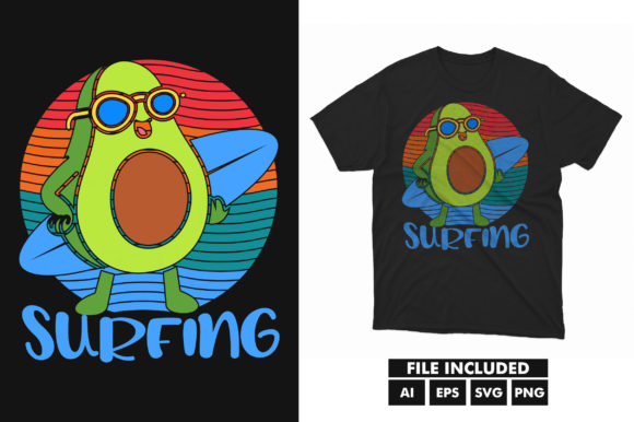 Avocado Surfing Kids T-Shirt Graphics for Branding