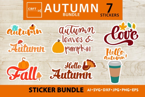 Bundle Lettering Fall Stickers SVG Craft for Print Templates