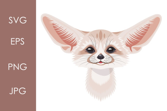 Cartoon Funny Fennec Face Graphics for Handmade Creators