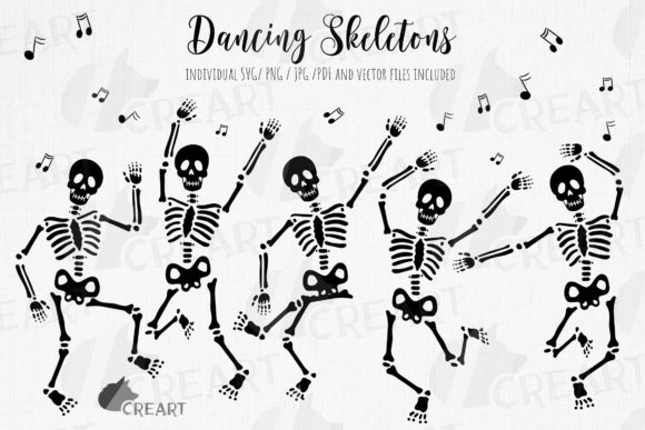 Cool Dancing Skeletons Graphics for Print Templates