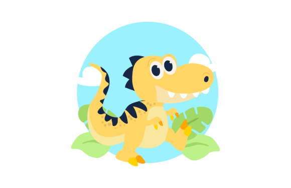 Dinosaurus Yellow Cute Funny Happy Graphics