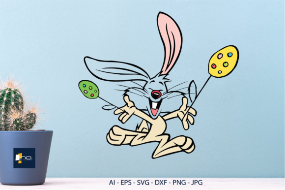 Easter Funny Bunny and Egg Flower Graphics