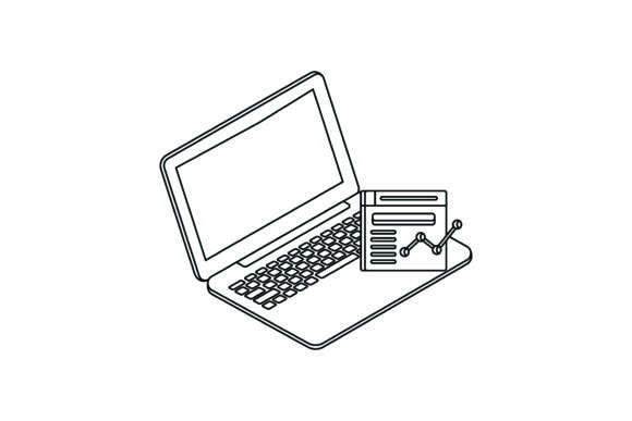 Flat Illustration Laptop Data Funny