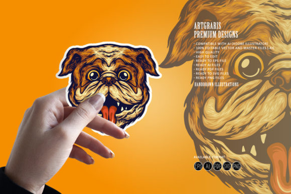 Fun Pug Head Graphic for Modern Blogs