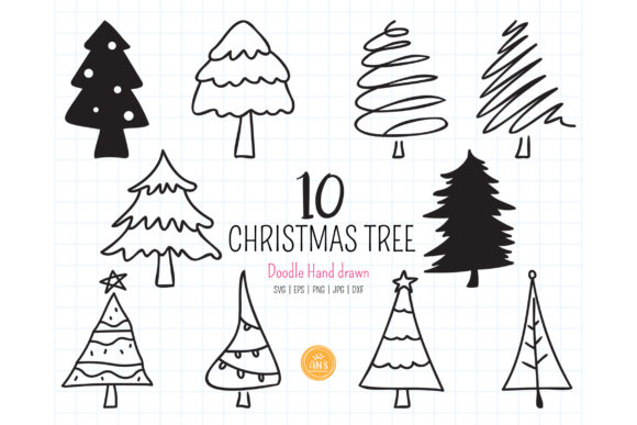 Hand Drawn Christmas Tree Ornaments Graphics for Digital Sellers