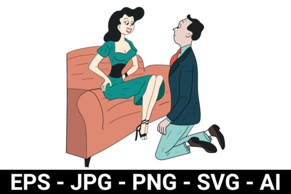 Man Kneel in Front of a Woman Graphics