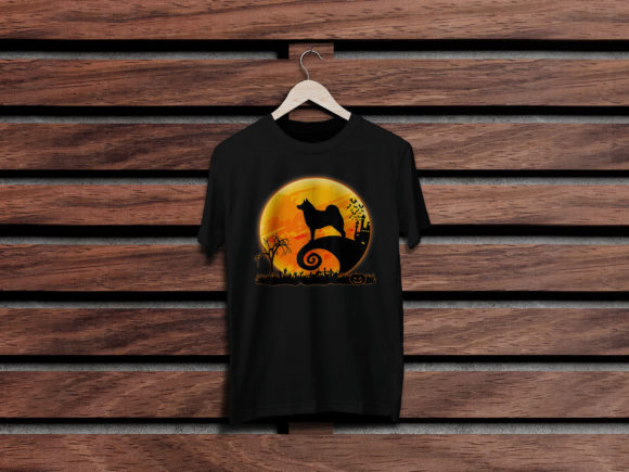 Norwegian Elkhound Dog and Moon Funny Graphics