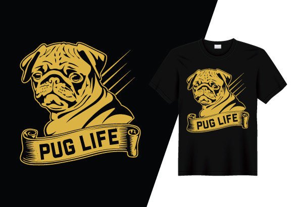 Pug Life T-shirt Design Graphics for Print Templates