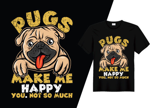 Pugs Make Me Happy Graphics for Print Templates