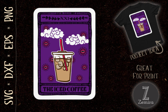 The Iced Coffee Tarot Card Funny Design Graphics